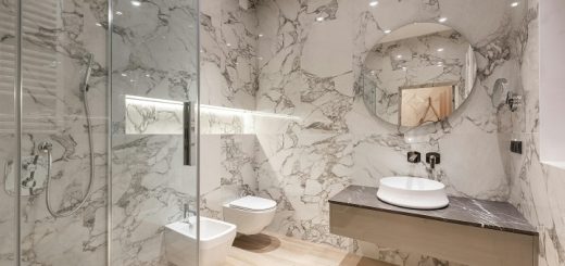 photo of a luxury marble bathroom