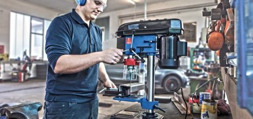 a person using a bench drill press