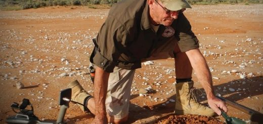 person using prospecting equipment