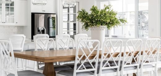 coastal dining chairs and table in the dining room